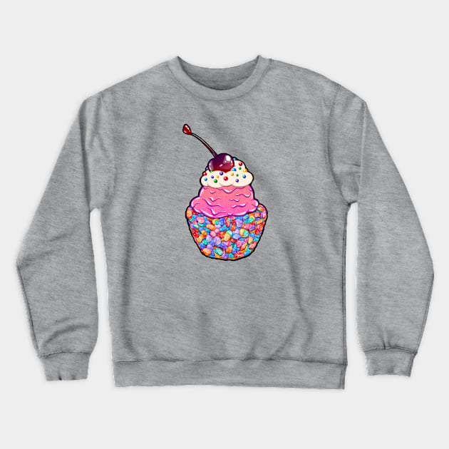 Pink Ice Cream and Fruity Cereal Crewneck Sweatshirt by reginarennart